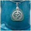 Seafoam Sea Glass Pendant w/Om Symbol Charm